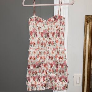 V. Chapman Floral Mini Dress - Pink and Cream